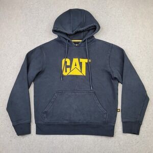 Caterpillar CAT Men's Embroidered Pullover Hooded‎ Sweatshirt Black Size Small